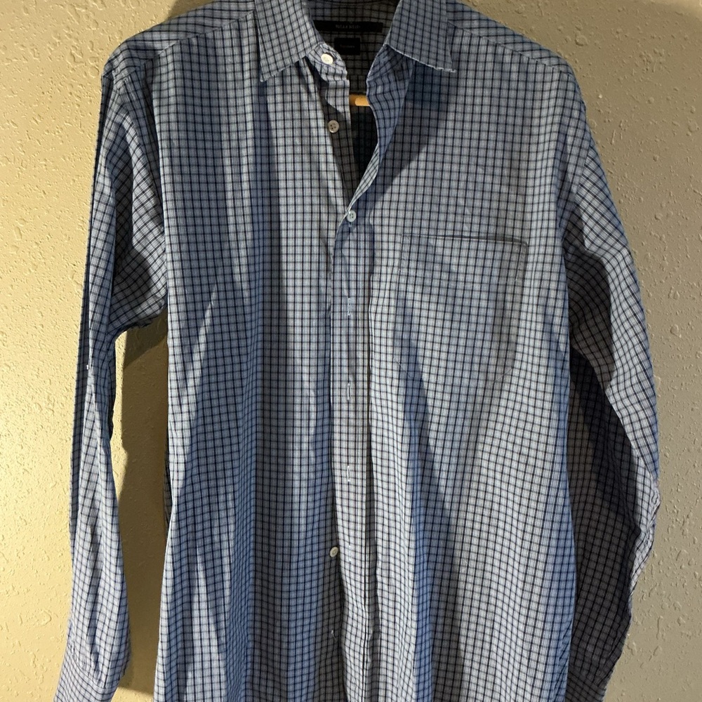 Billy Reid Blue and White Checkered Men's Shirt